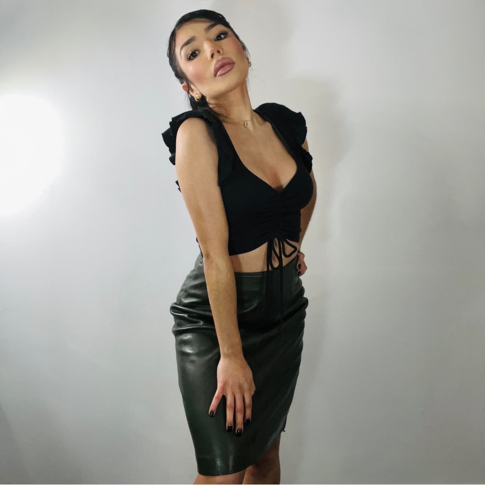 Green Leather Skirt